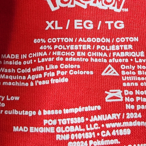 Kids Pokemon Red T-Shirt - XL - Picture 6 of 7